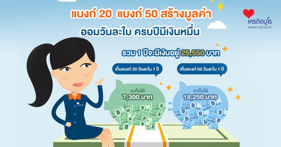 แบงก์ 20 แบงก์ 50 สร้างมูลค่า ออมวันละใบ ครบปีมีเงินหมื่น