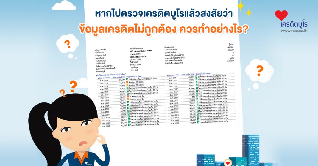 หากไปตรวจเครดิตบูโร แล้วสงสัยว่ามูลเครดิตไม่ถูกต้อง ควรทำอย่างไร?