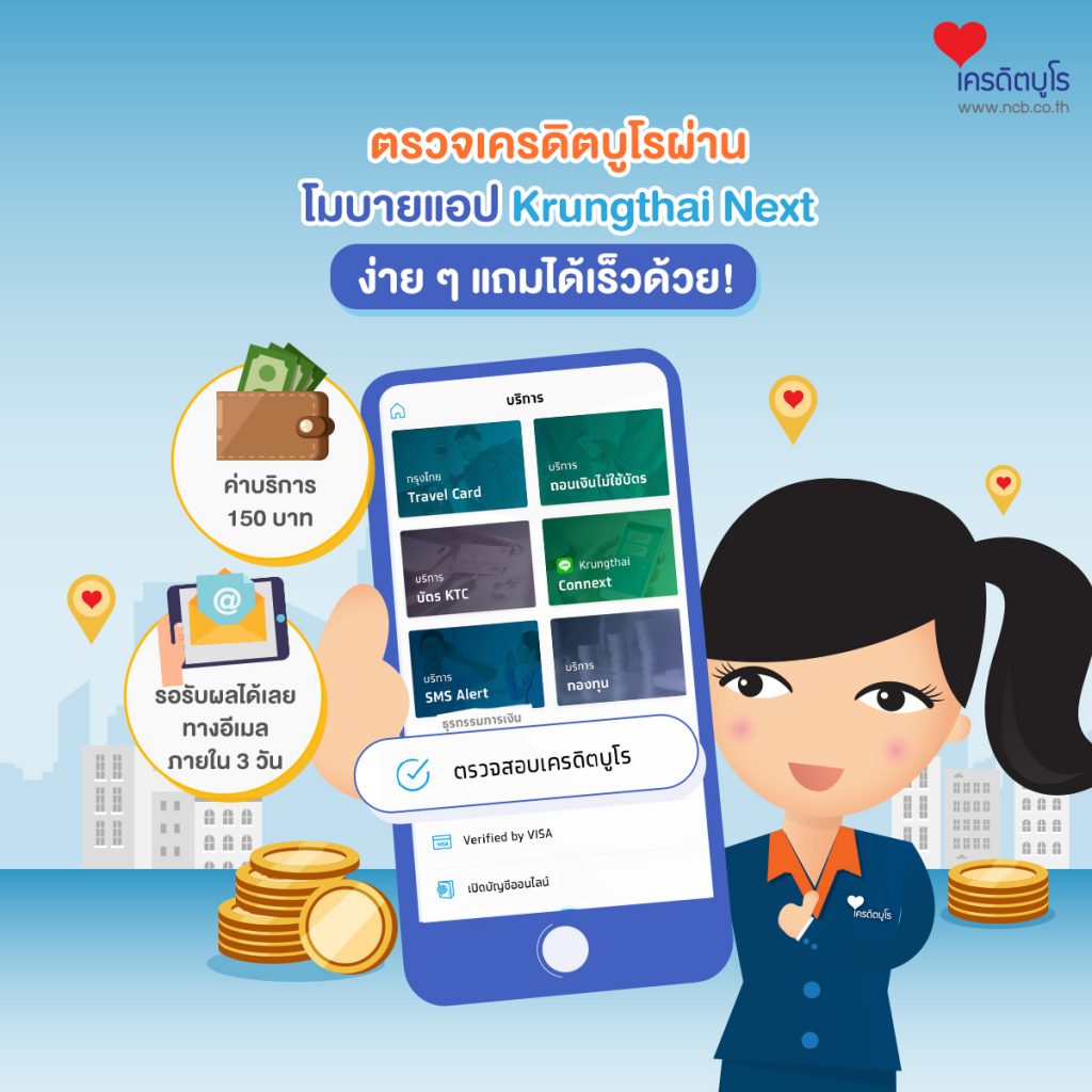 ตรวจเครดิตบูโรผ่านโมบายแอป Krungthai Next ง่าย ๆ แถมได้เร็วด้วย!